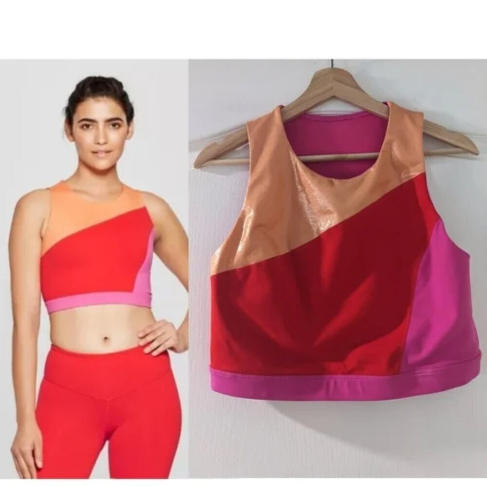 New! JoyLab by Target | Longline pink colorblock sports bra